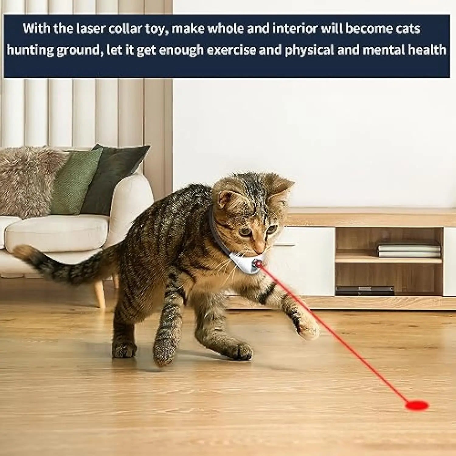 Cat Laser Collar Toy - Automatic Cat Laser Toy, Cat Interactive Toy, Electric Electronic Moving Stimulating Exercise Rechargeable Smart Cat Collar Lase